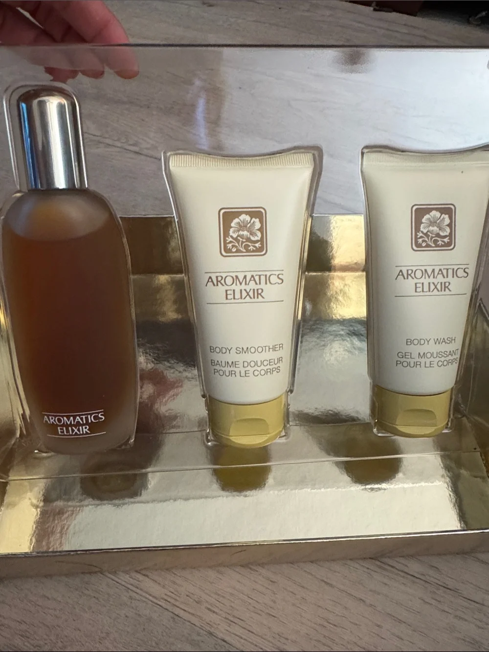 AROMATICS ELIXIR by Clinique 3 Pc Set: 3.4 oz Spray, 2.5 oz Lotion & Gel NIB